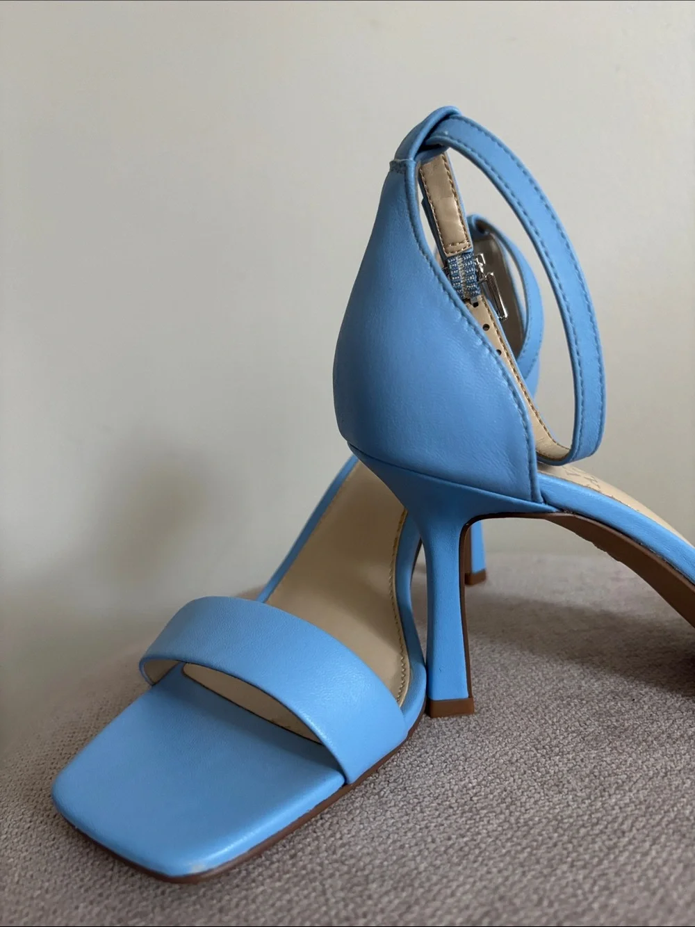 Vince Camuto Light Blue Square-Toe Ankle-Strap Block Heels
